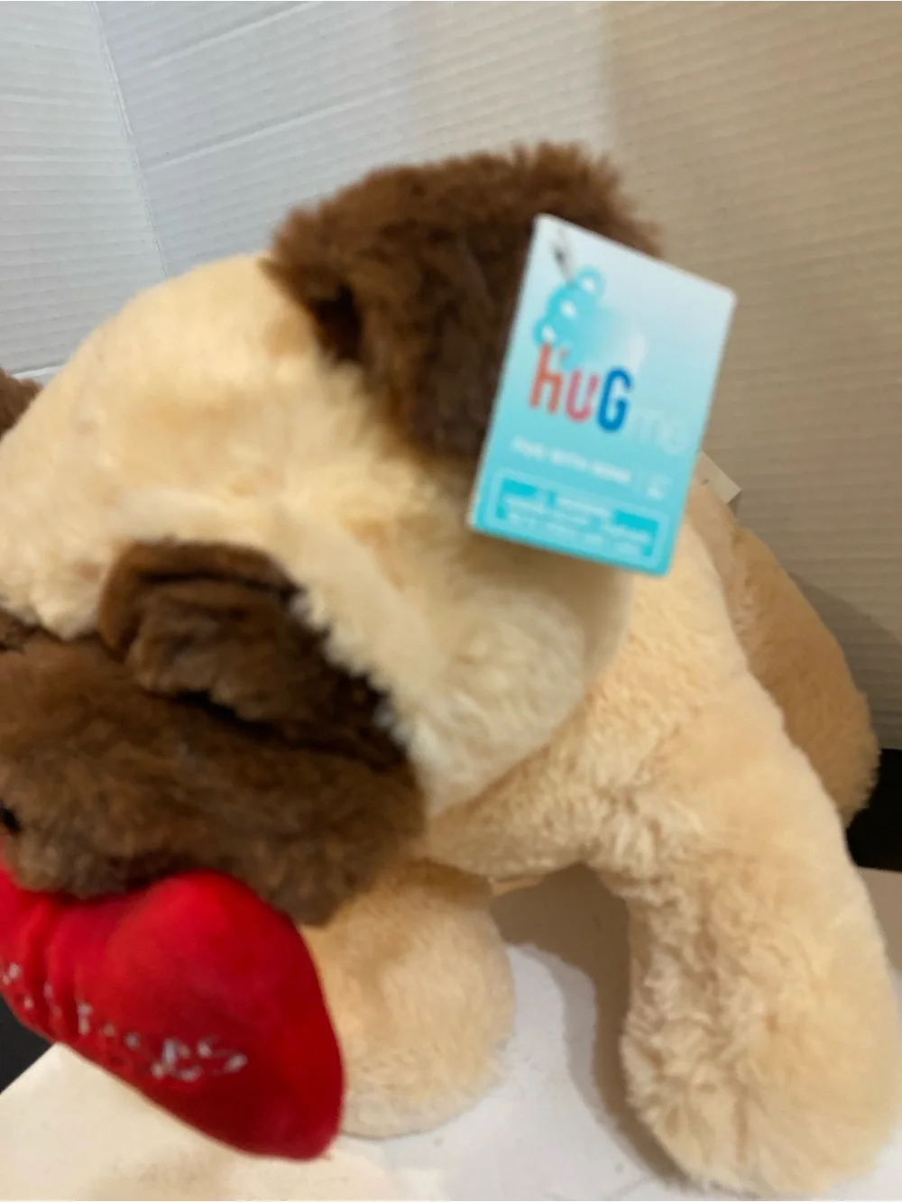 Source Unknown Plush Pug Toy with Red Bone